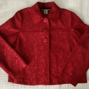 Requirements Red Patterned Corduroy Cropped Jacket Size L